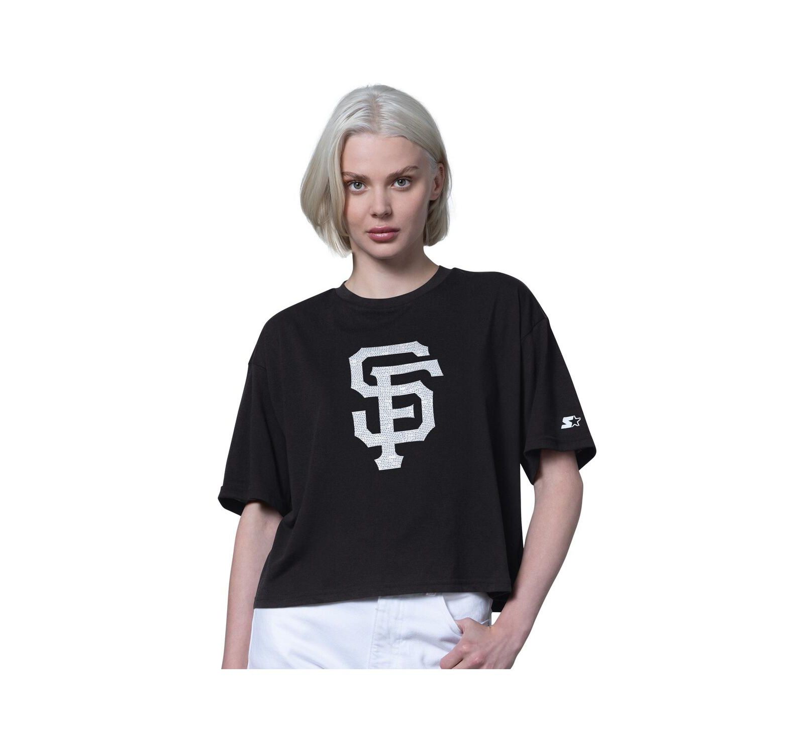 Starter Women's Black San Francisco Giants Holy Grail Boxy Cropped T-Shirt