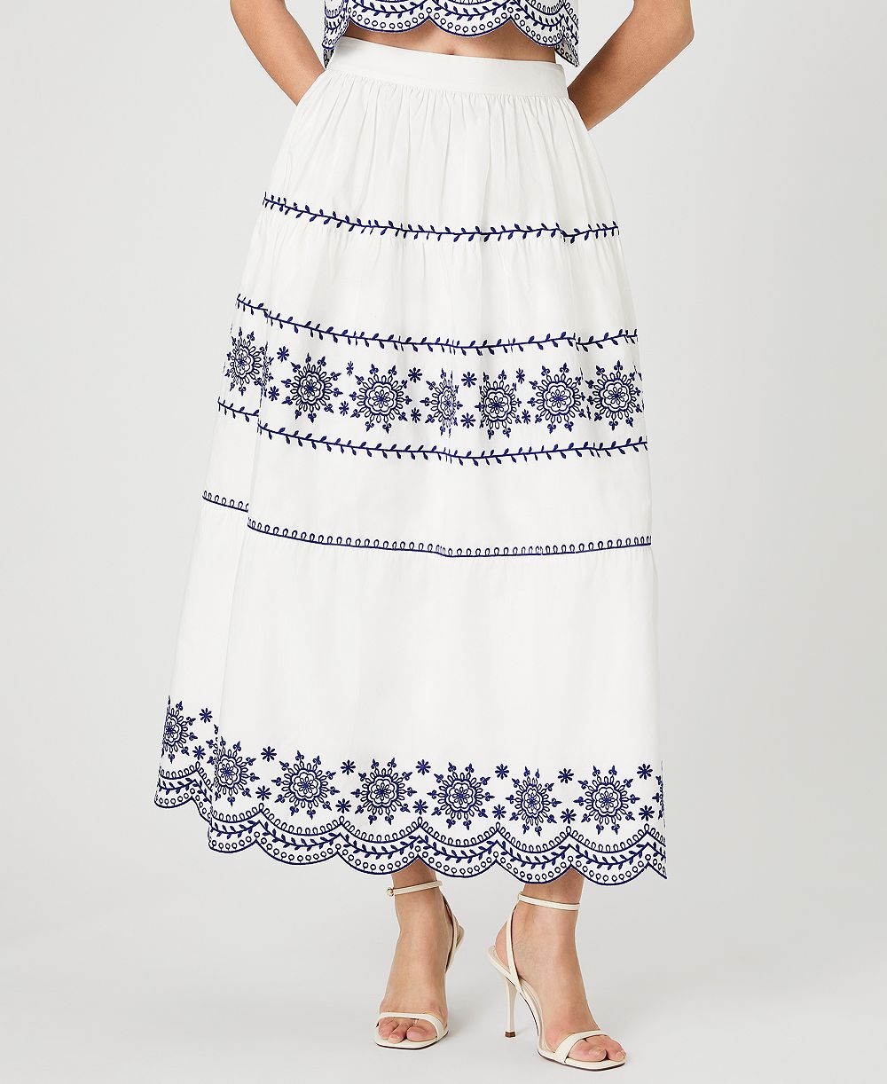 French Connection Women's Embroidered Midi Skirt