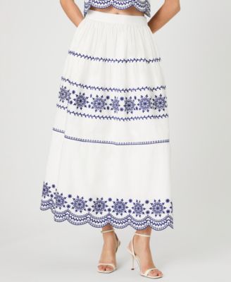 French Connection Women's Embroidered Midi Skirt