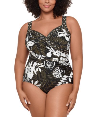Женский слитный закрытый купальник Miraclesuit Plus Size с косточками