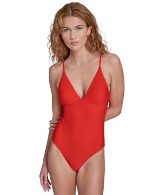 Calvin Klein Women's V-Neck One-Piece Swimsuit
