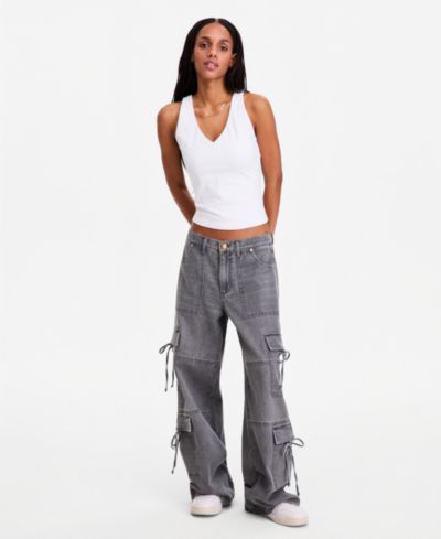 Vanilla Star Juniors' Bow Wide-Leg Jeans