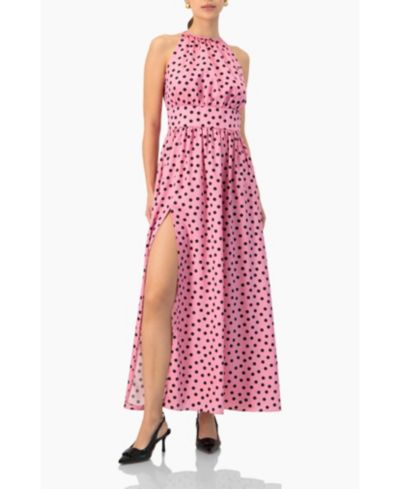 Женское длинное платье Ivonne в горошек с открытой спиной и halter neck