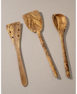 Gharyan Stoneware, Natural Olive Wood Utensils Bundle