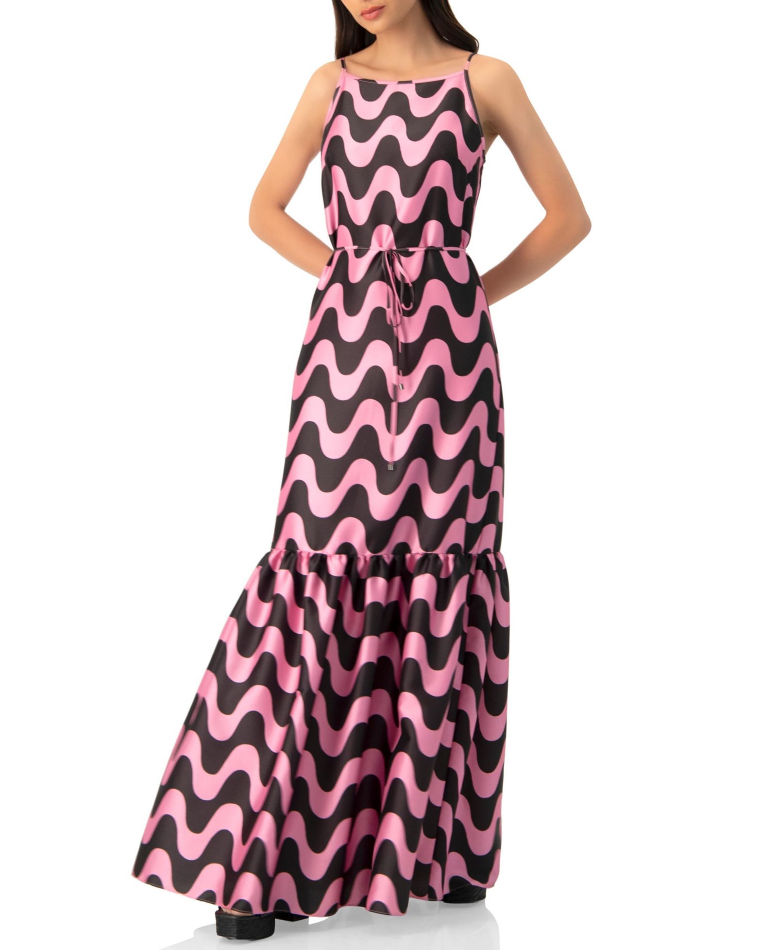 Ivonne Women's Sleeveless Wave Print Макси-платье