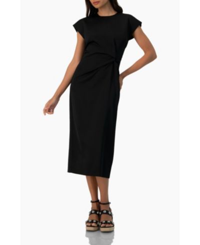 Женское атласное платье Ivonne Off-Shoulder Straight Satin с узлом сбоку