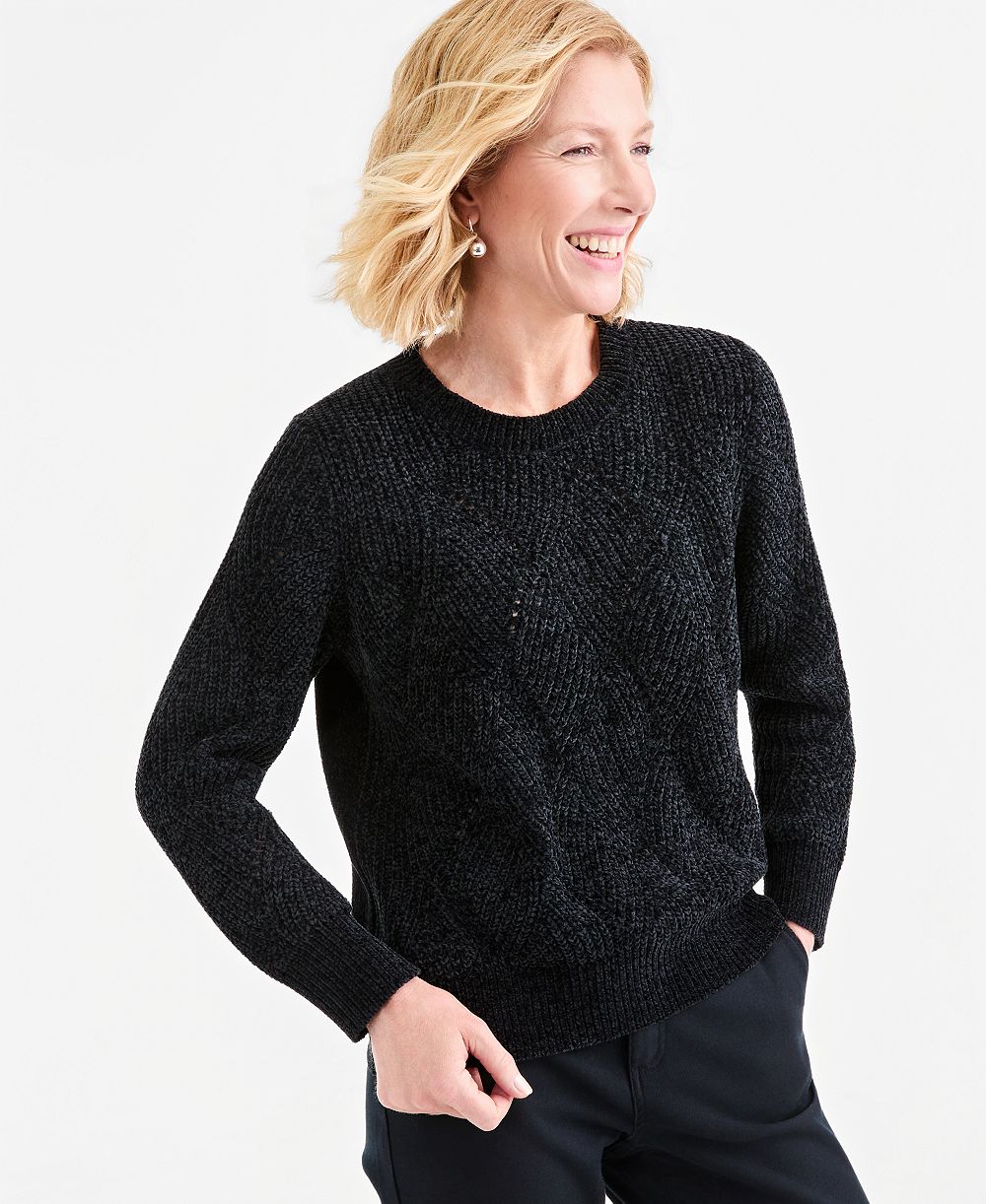 Style & Co Women's Chenille Textured Stitch Crewneck Sweater, Macy's Exclusive