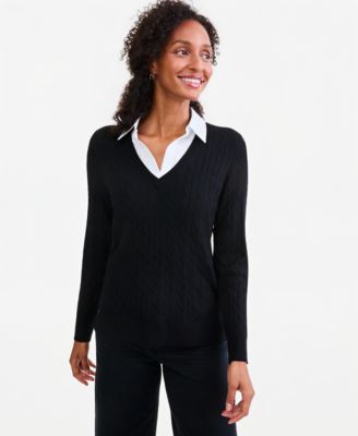Свитер Style & Co Women's Two-Fer Cable-Knit Collared