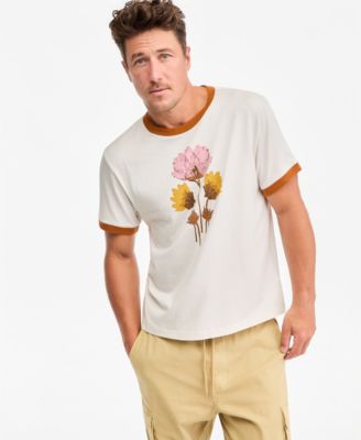 Sun + Stone Men's Short-Sleeve Floral Ringer Cotton T-Shirt, Macy's Exclusive