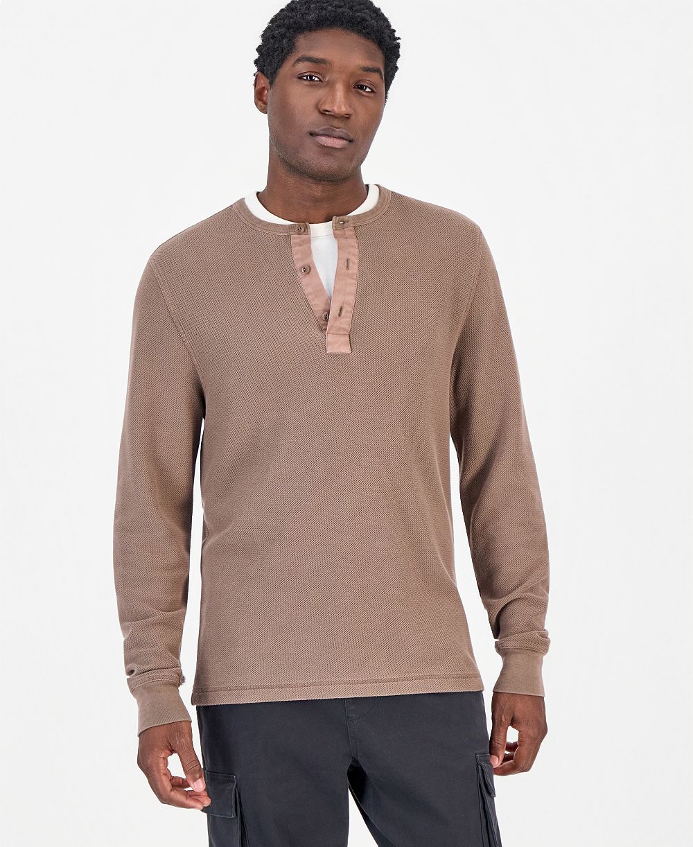 Sun + Stone Мужская хенли с длинным рукавом из термотрикотажной ткани, эксклюзив Macy's