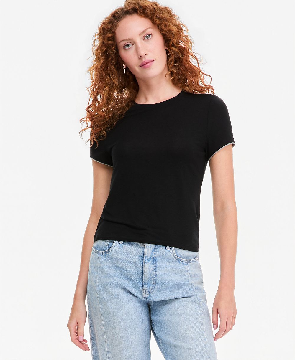 On 34th Women's Piped Feather Weight Layering Crewneck T-Shirt, Macy's Exclusive
