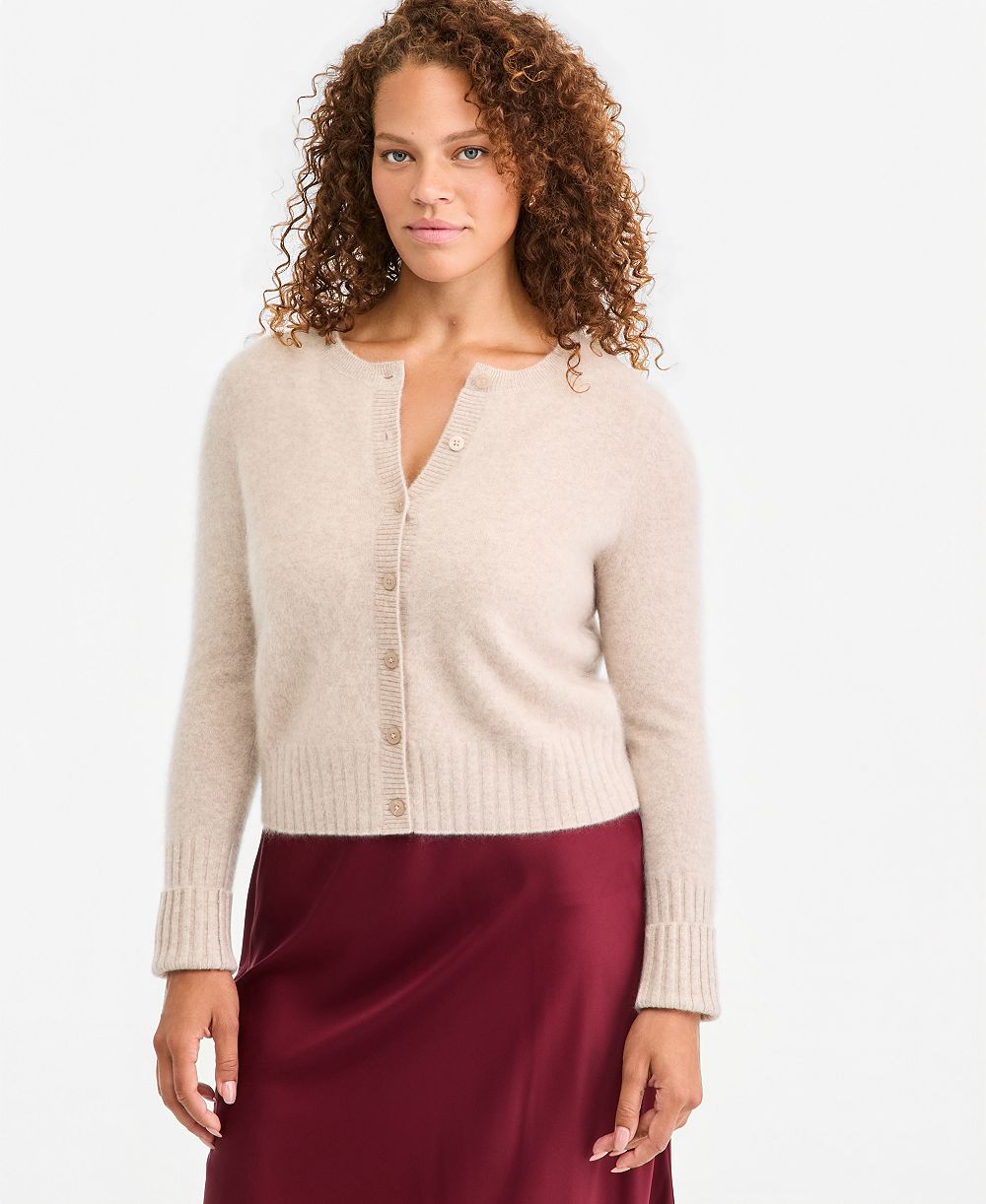 On 34th Women's 100% Cashmere Cropped Brushed Shrunken Cardigan, Macy's Exclusive