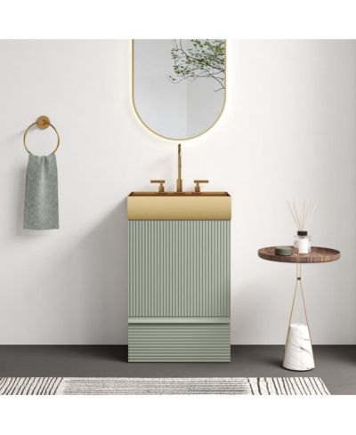 Тумба под раковину Thirtypeachy 20" Modern Fluted с золотой раковиной