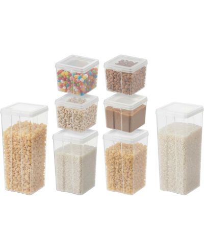 IRIS Food Storage Containers with Flip-Top Lid, Stackable Pantry and Kitchen Containers, 8 Pack Combo