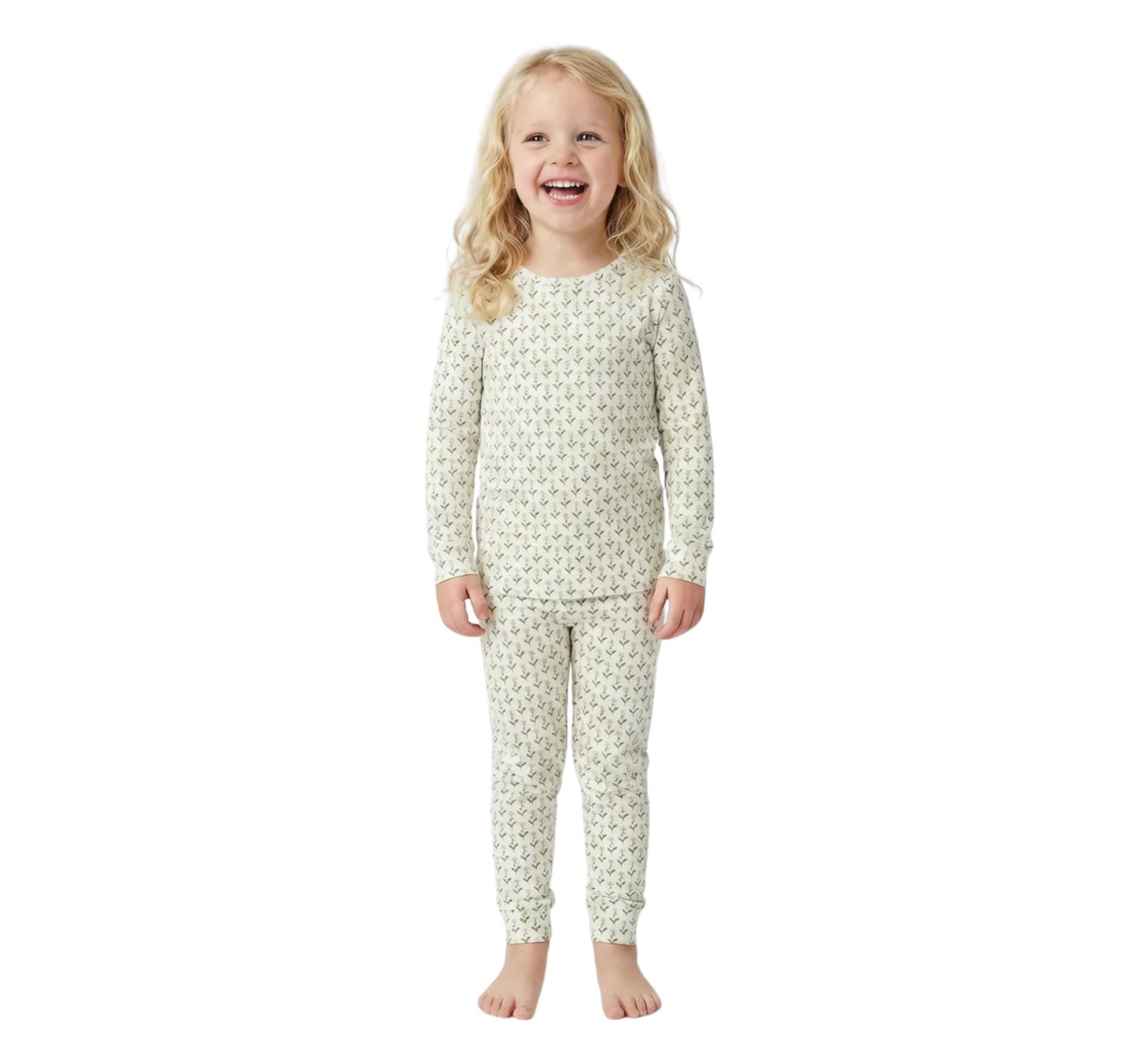 Motette Girls' Lavender Lane Bamboo Kids Pajama Set