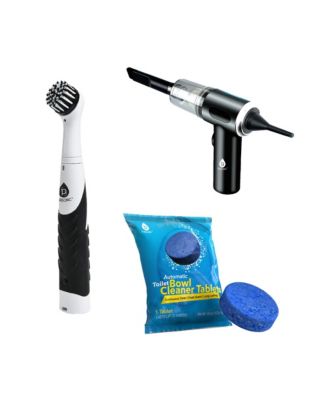 PURSONIC Complete Cleaning Bundle – 2-in-1 Mini Wireless Vacuum & Air Duster  Cordless Power Scrubber Brush  Automatic Toilet Bowl Cleaner Tablets