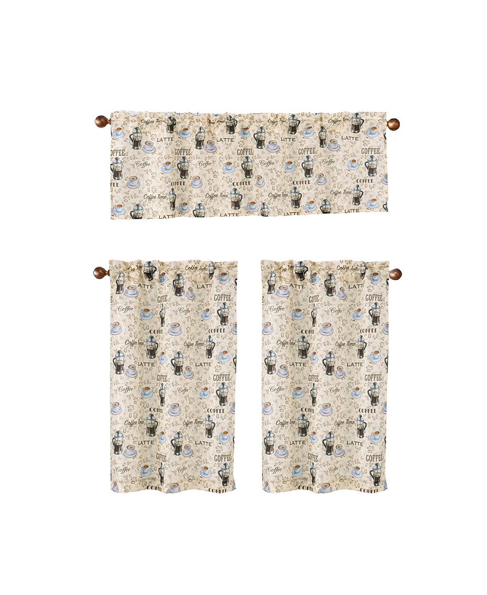 RT Designers Collection комплект из 3 штор Cucina Latte Slub для кухни: ламбрекен и короткие шторы, 52" x 18", мультиколор