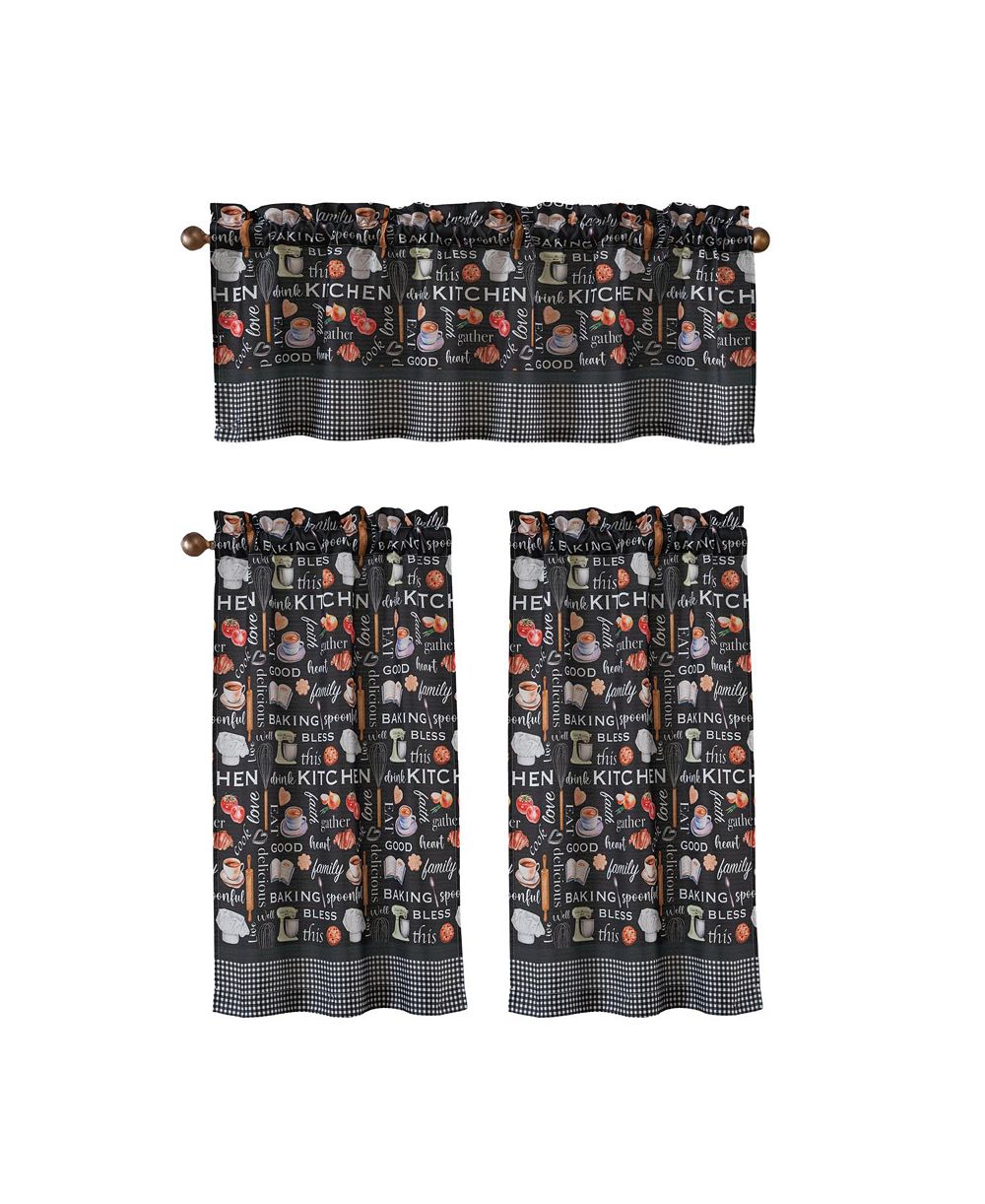 RT Designers Collection Polyester Cucina Bless 3 Piece Kitchen Curtains Valance and Tiers Set 52" x 18" Muticolor