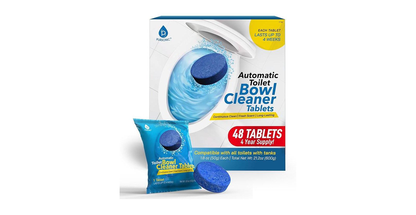 Таблетки для чистки унитаза PURSONIC Automatic Blue Gel Toilet Tank Cleaners