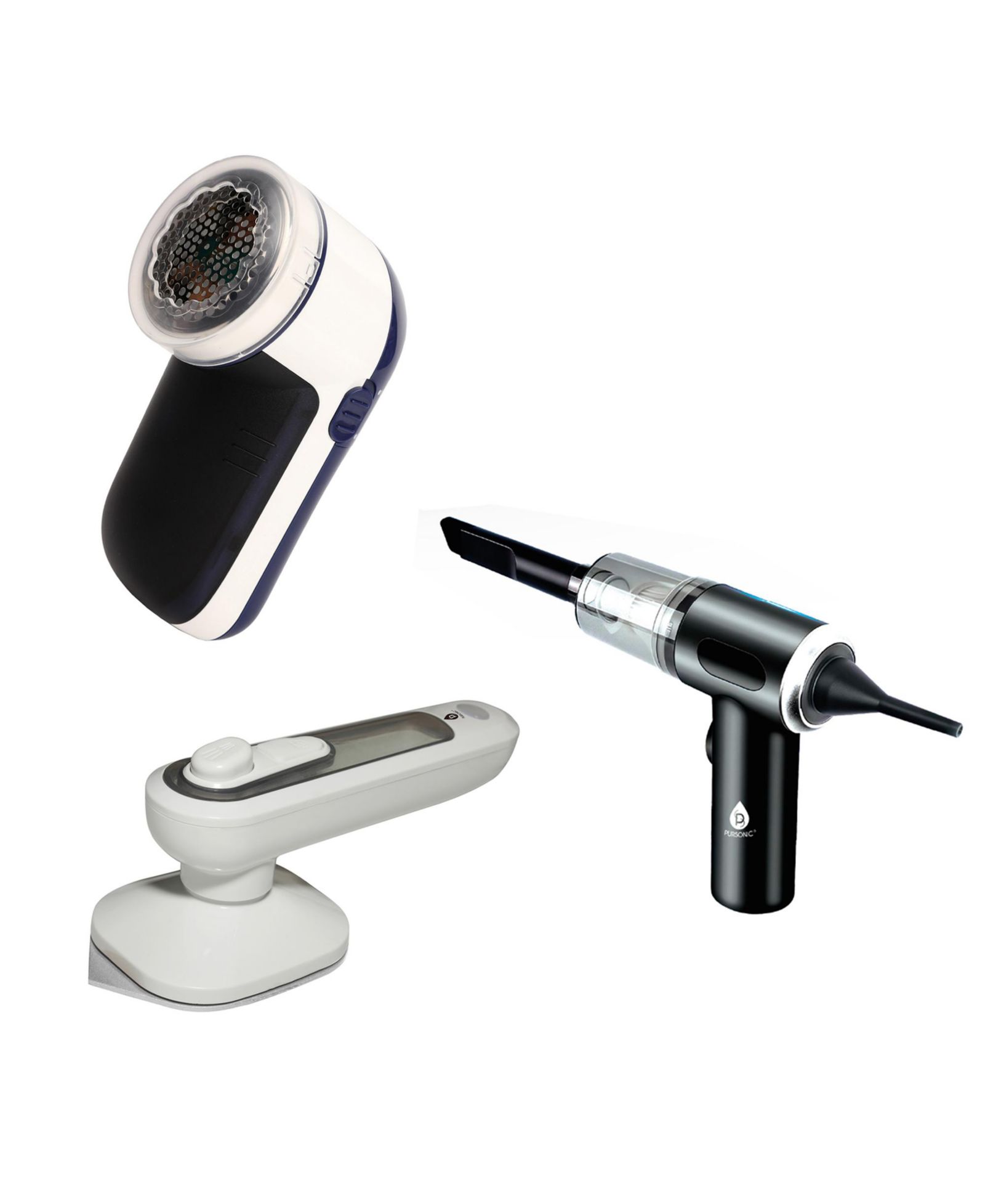 PURSONIC Home & Travel Essentials: 2-in-1 Mini Vacuum, Lint Remover & Portable Iron