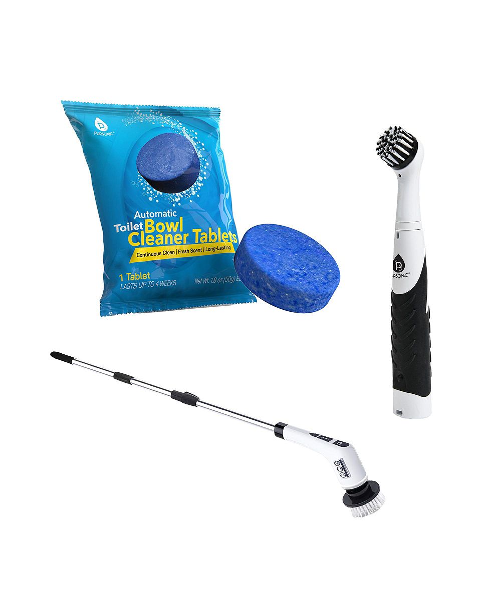 PURSONIC Cleaning Power Bundle: Power Scrubbers Brushes & Toilet Tablets