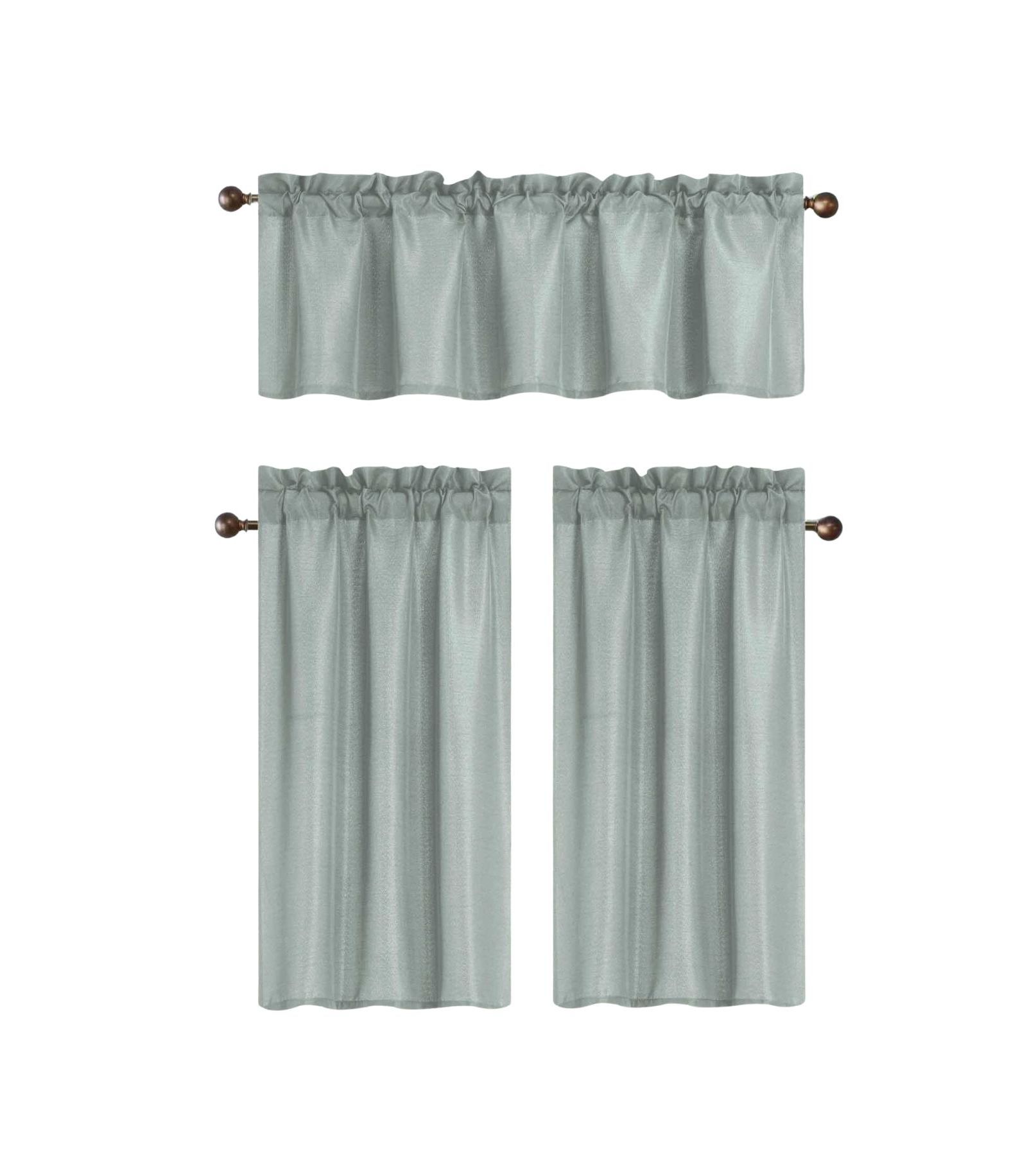 RT Designers Collection 100% Polyester Gibson Solid 3 Piece Kitchen Curtains Valance and Tiers Set 54" x 18"