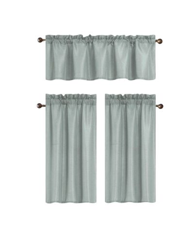 RT Designers Collection 100% Polyester Gibson Solid 3 Piece Kitchen Curtains Valance and Tiers Set 54" x 18"
