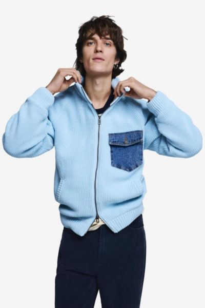 Desigual Men's Double zipper knit sweater