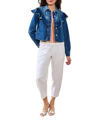 TRIBAL Women's Fashion Crop Denim Jacket