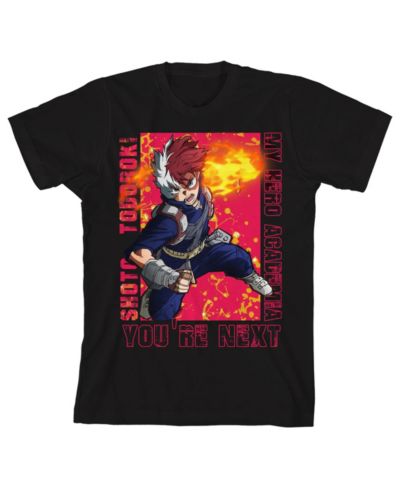 My Hero Academia Shoto Todoroki Fighting Pose Youth Boy Black Short Sleeve Tee