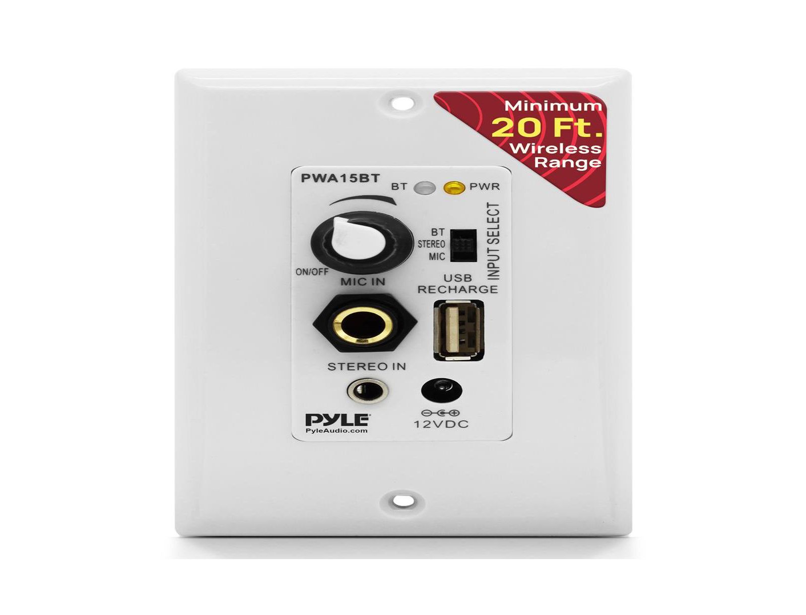 Pyle PWA15BT Bluetooth In-Wall USB-Charging Receiver