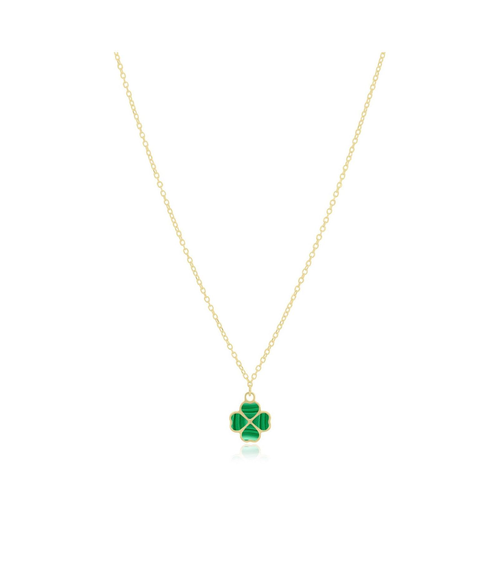 Колье The Lovery Malachite Lucky Clover 14K Gold
