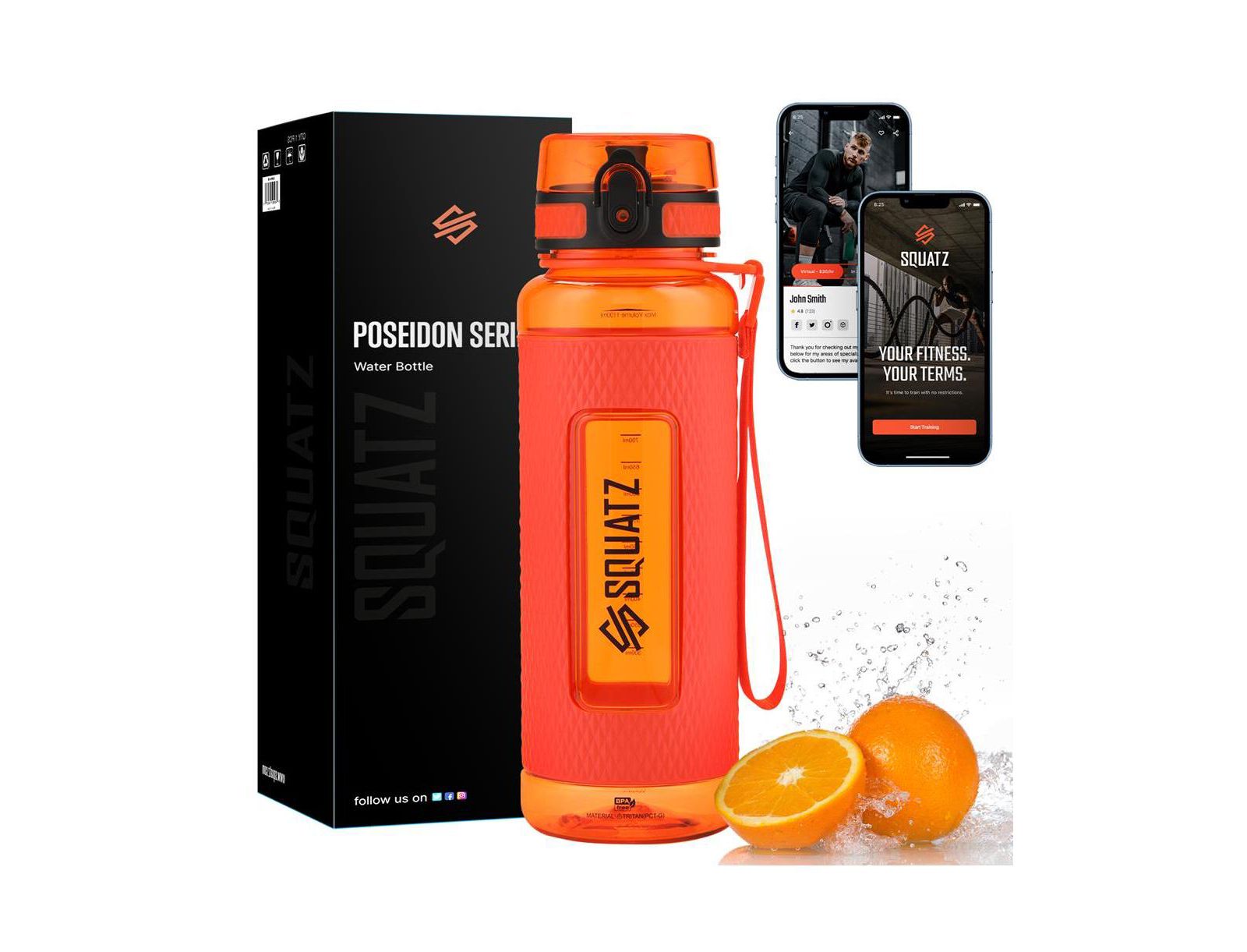 SQUATZ 1100ml Sports Water Bottle with Fruit Infuser Strainer