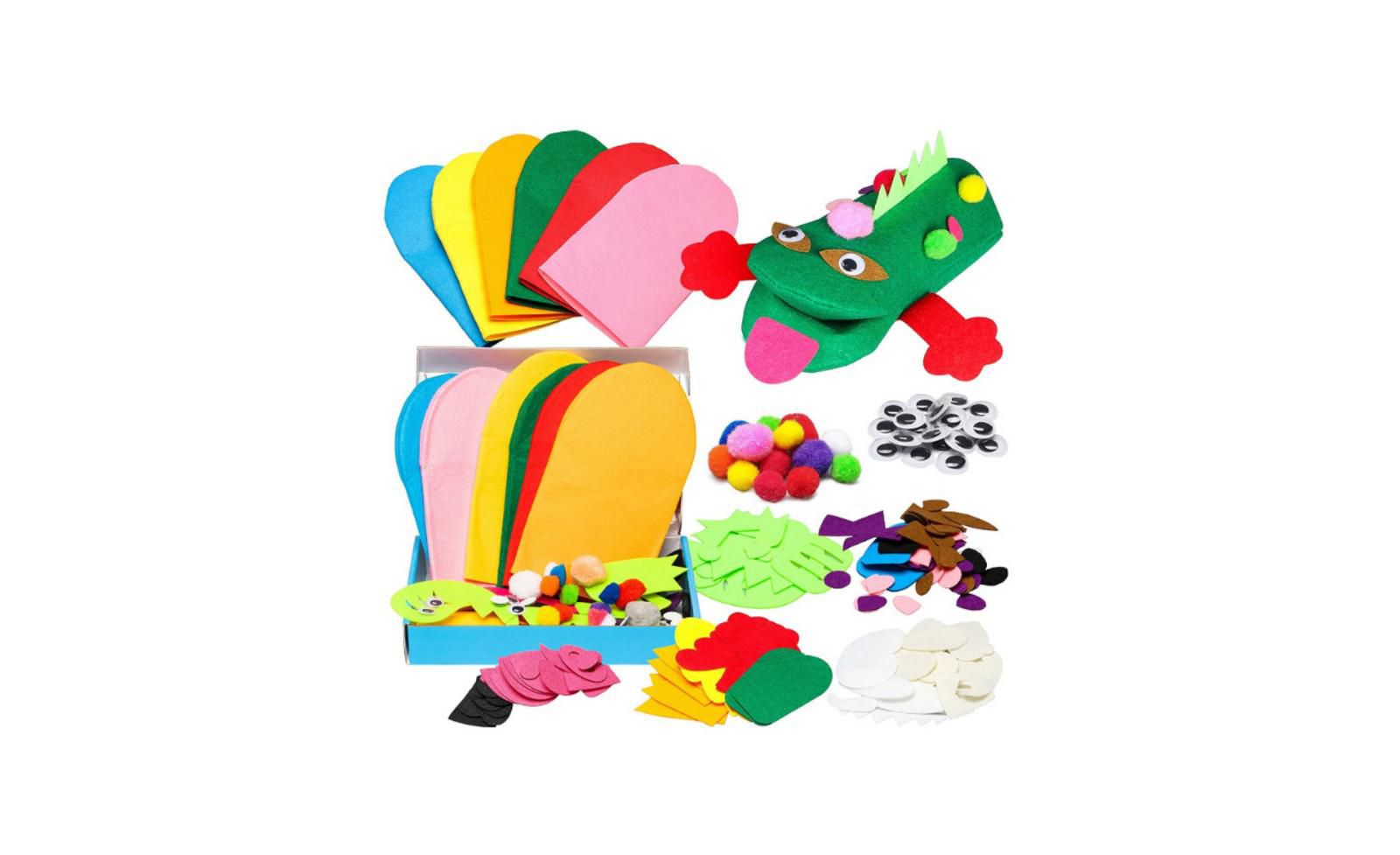 DIY Felt Sock Puppet Making Kit (6 Pcs) with Accessories, Creative Craft Set for Boys and Girls, Ideal for Storytelling and Party Games