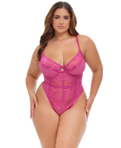 Женский кружевной боди-тенди Oh La La Cheri Curvy Julia Sheer Lace