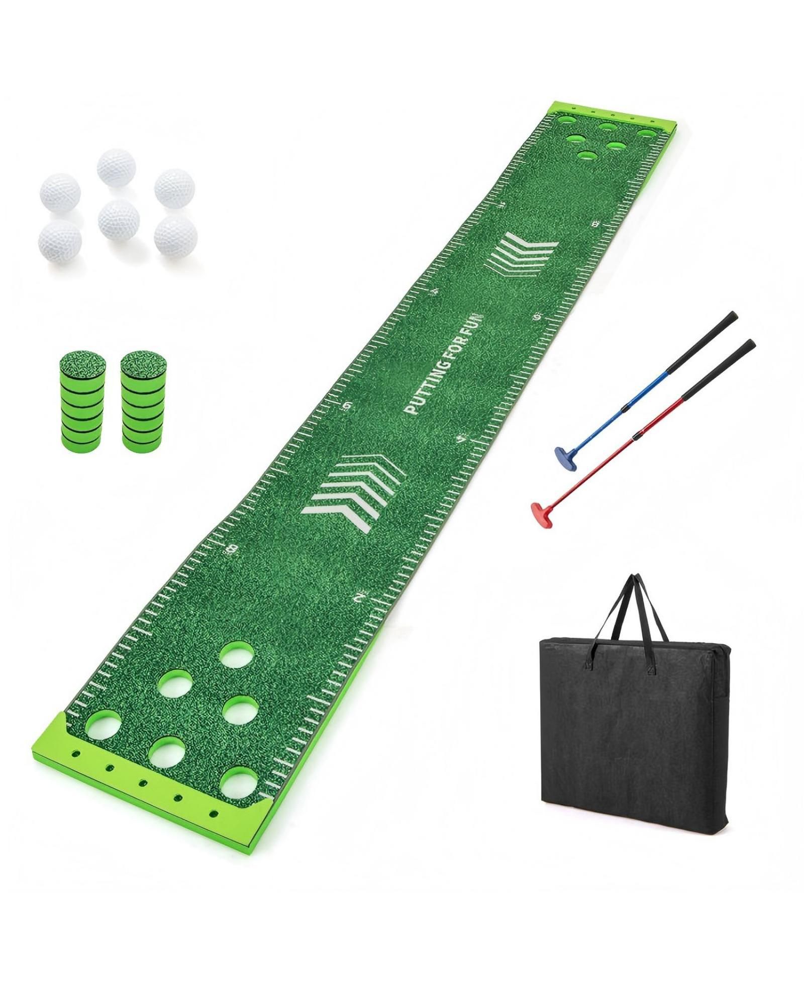 11 FT Indoor Golf Putting Green Mat with 2 Adjustable Putters and 6 Balls
