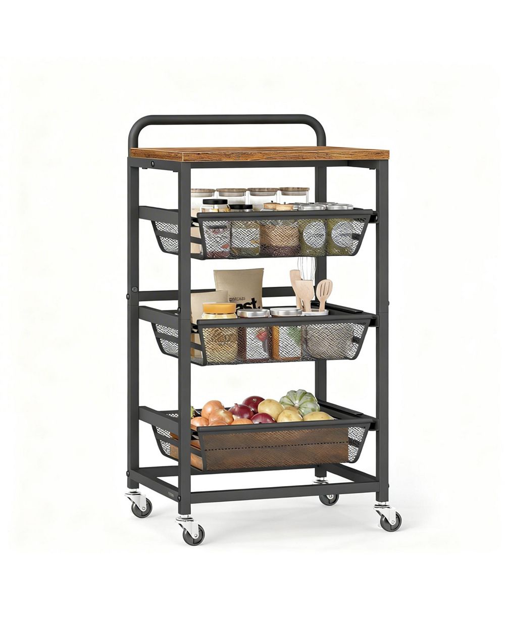 YIGII Kitchen Storage Cart with Pull-Out Baskets, Wheels, and Handle