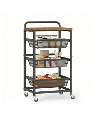 YIGII Kitchen Storage Cart with Pull-Out Baskets, Wheels, and Handle