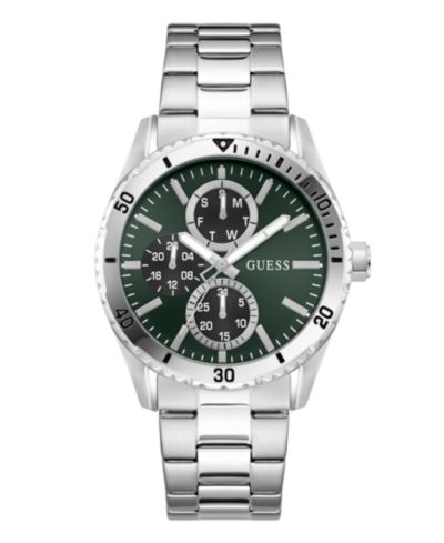 GUESS Men's Silver-Tone Multi-Function Watch, 43mm