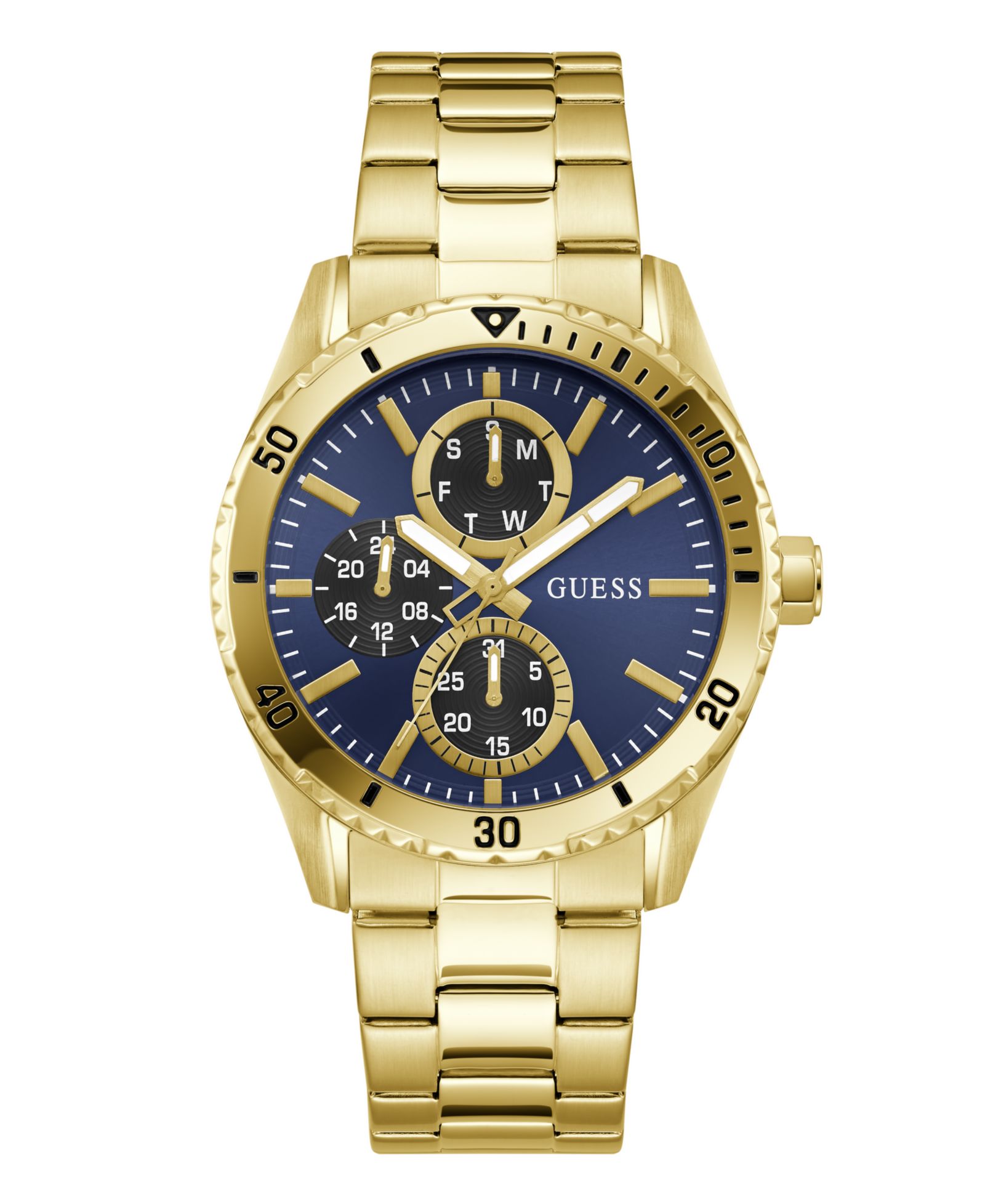 GUESS Men's Gold-Tone Multi-Function Watch, 43mm