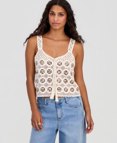 Crochet tank Petite с пайетками