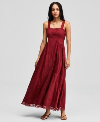 And Now This Petite Embroidered Square-Neck Dress, Macy's Exclusive