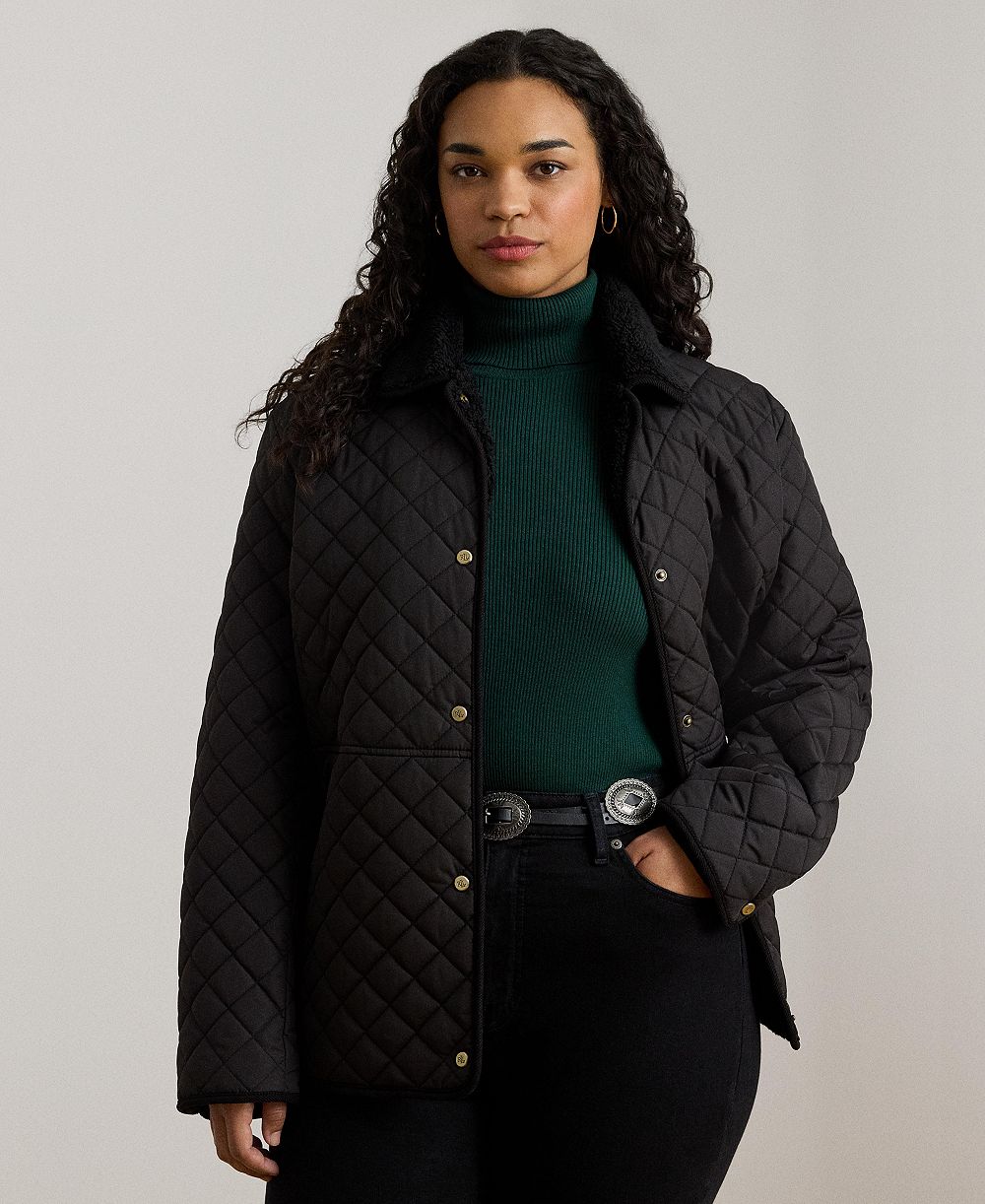 Куртка Lauren Ralph Lauren Plus Size Faux-Sherpa-Collar Quilted