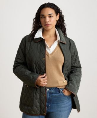 Женское пальто Plus Size Lauren Ralph Lauren с отделкой в ромбик