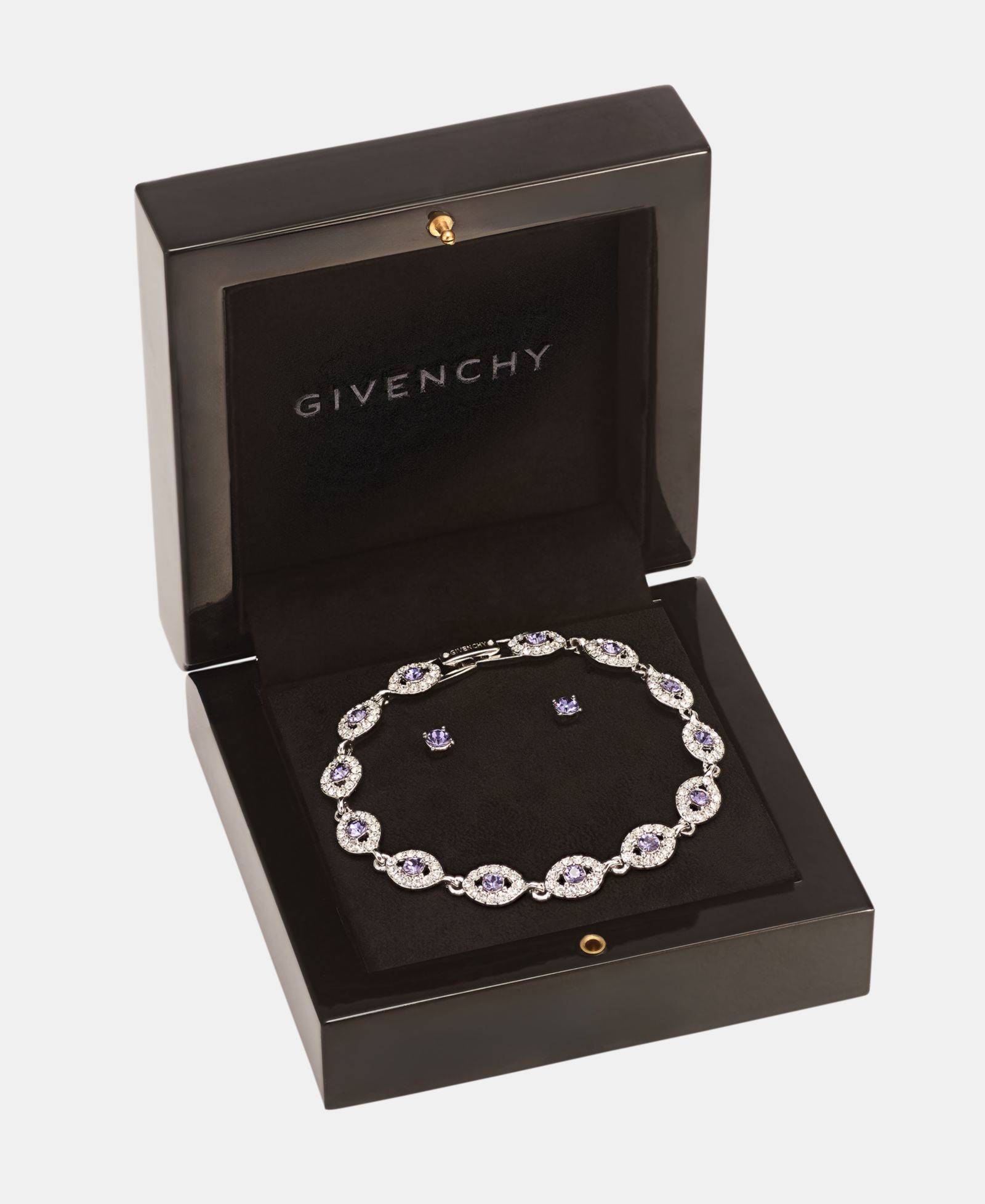 Givenchy набор: браслет Link со стразами и серьги-гвоздики
