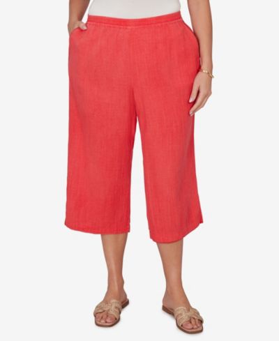 Ruby Rd. Plus Size Snow Washed Gauze Pull-On Capri Pants