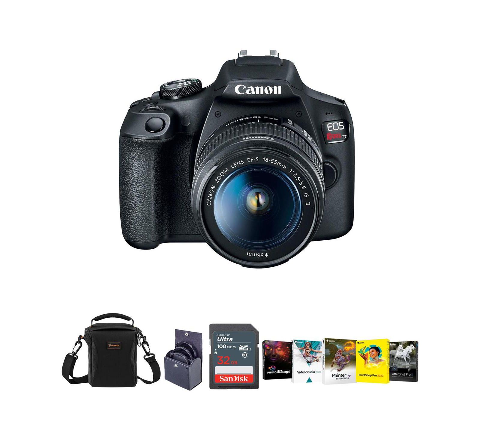 Canon EOS Rebel T7 DSLR Camera w/18-55mm f/3.5-5.6 II Lens with Acc Bundle