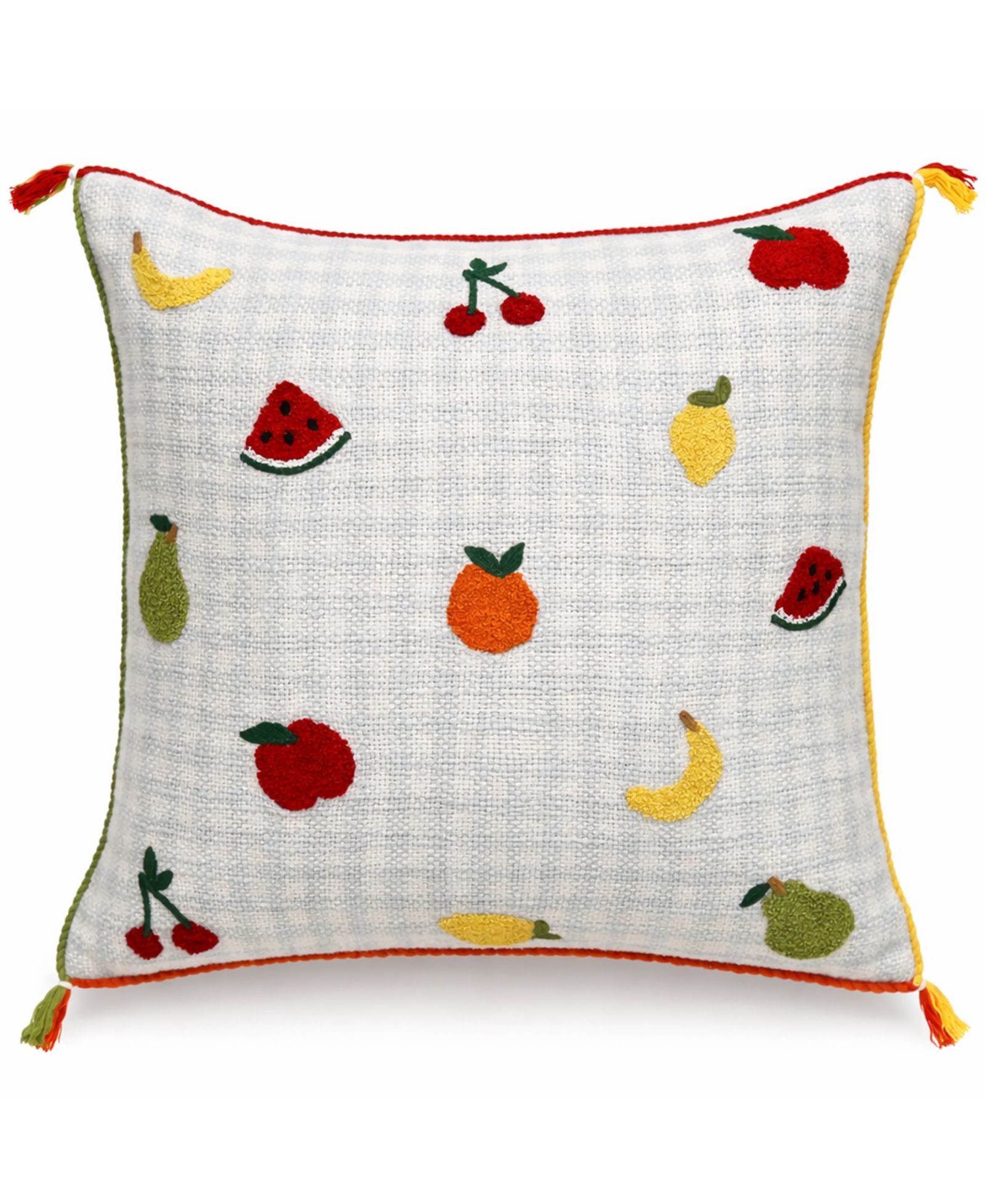 Декоративная подушка Vibhsa Tiny Fruits Spring Plaid Embroidered 20" x 20"