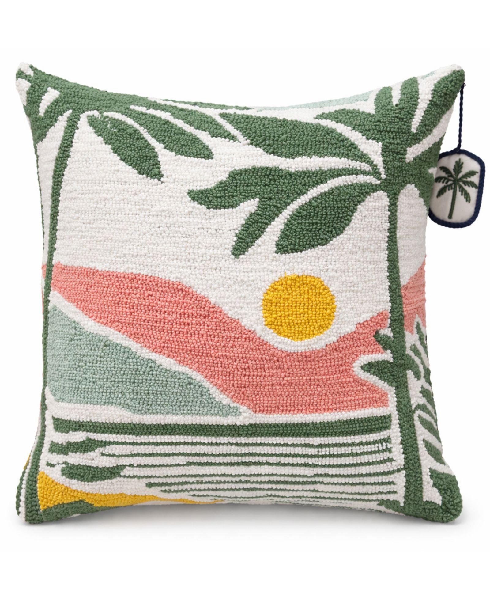 Vibhsa Sunset at the Beach Cotton Needle-Punch Decorative Pillow, 20" x 20"