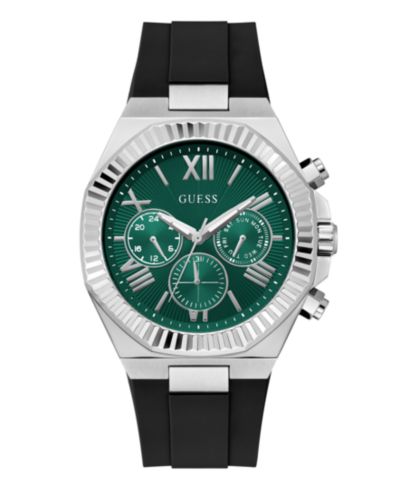 GUESS Men's Multi-Function Black Silicone Watch, 44mm